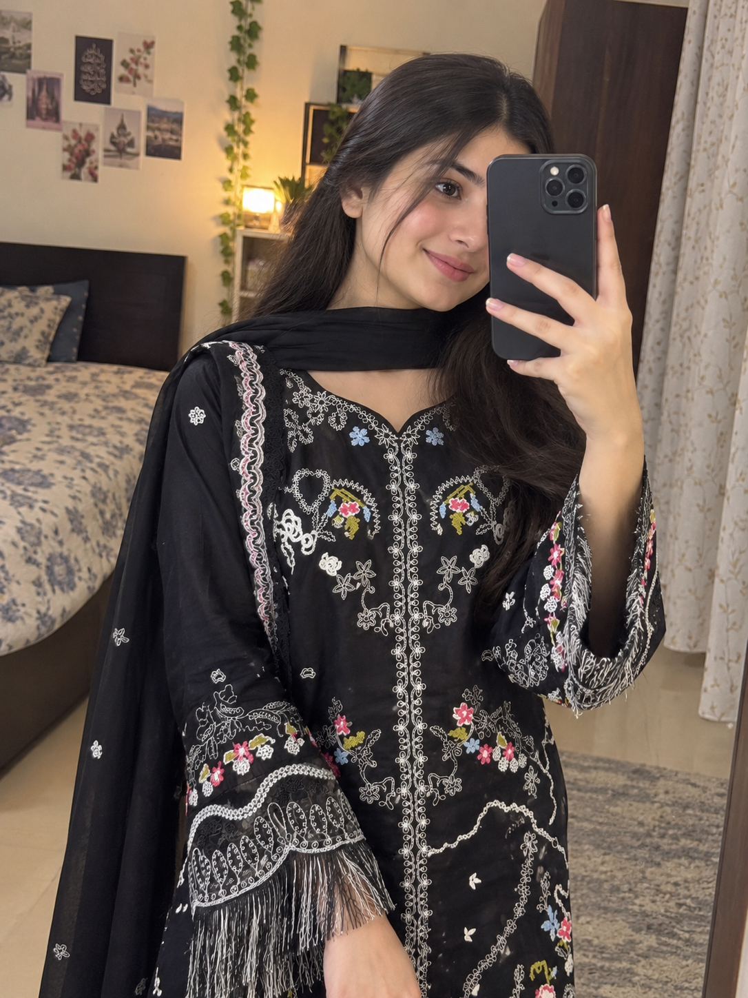 3 pec Embroidered stitched winter dress