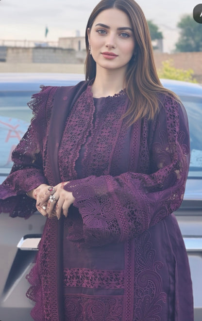 Royal Plum 3 Piece Embroidered Suit