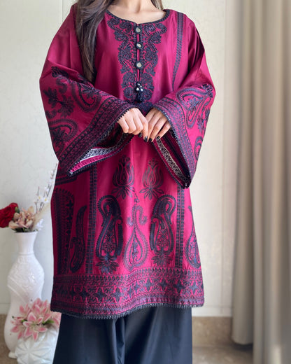 Majestic Magenta | 2-Piece Stitched Embroidered Suit