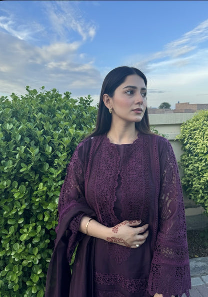 Royal Plum 3 Piece Embroidered Suit