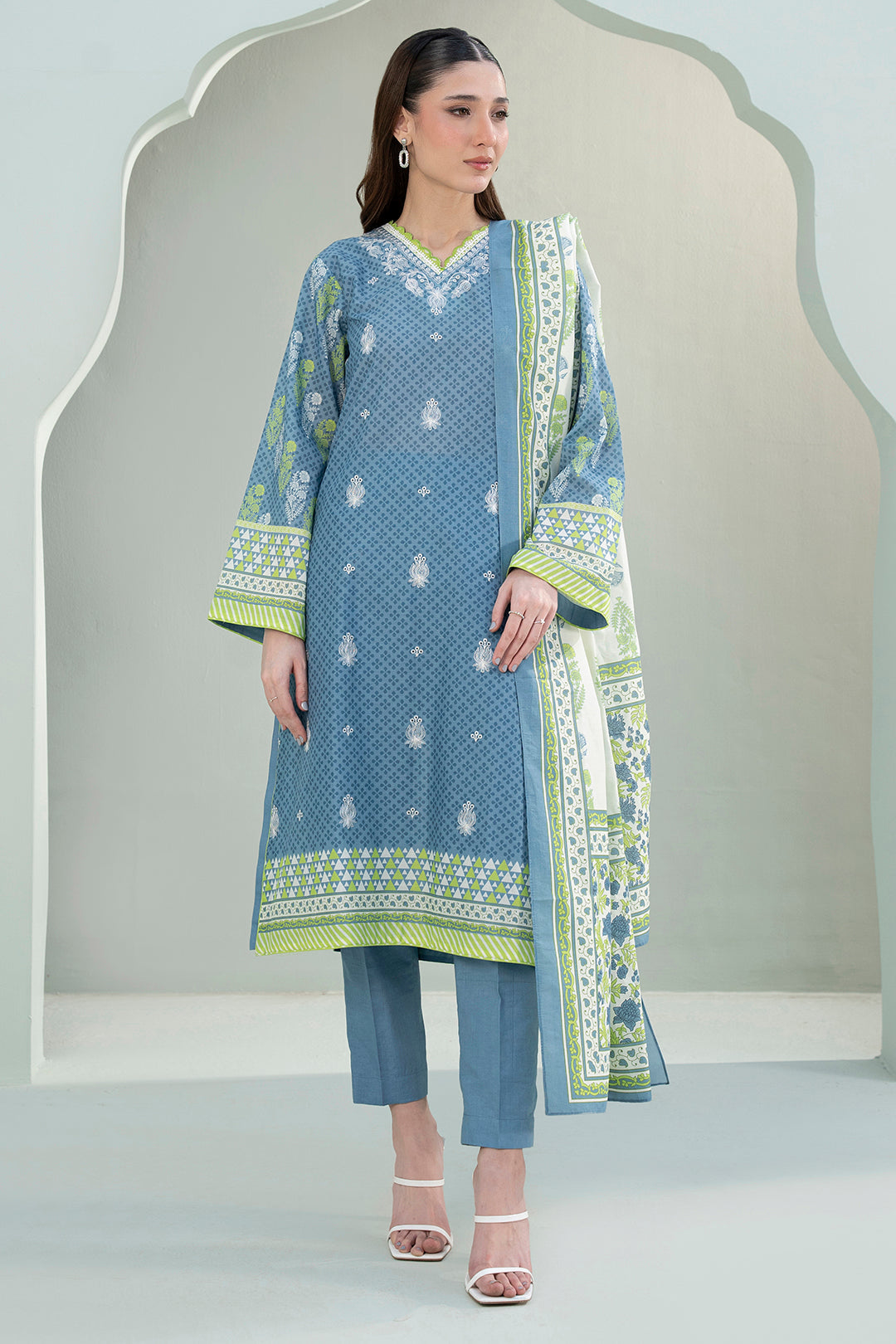 Embroidered Lawn Shirt Shalwar Dupatta