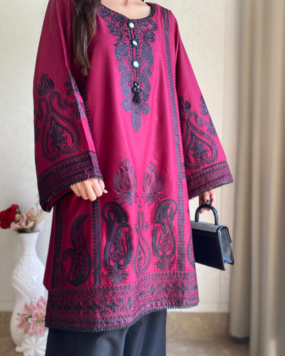 Majestic Magenta | 2-Piece Stitched Embroidered Suit