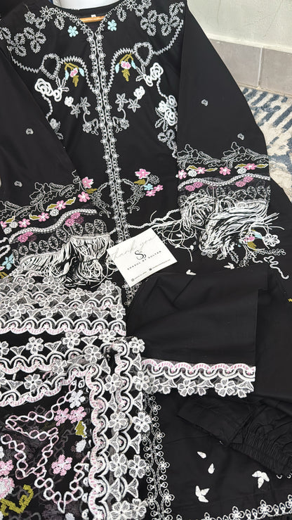 3 pec Embroidered stitched winter dress