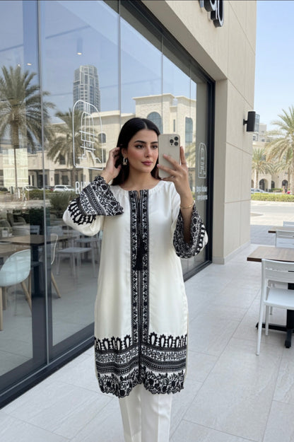 Ivory Shadow 3 Piece Embroidered Suit