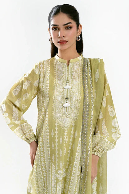 Sahar-Elegant Olive Green 3 Piece Embroidered Suit