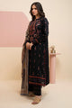 Embroidered Lawn Shirt Shalwar Dupatta in Black Color