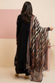 Embroidered Lawn Shirt Shalwar Dupatta in Black Color