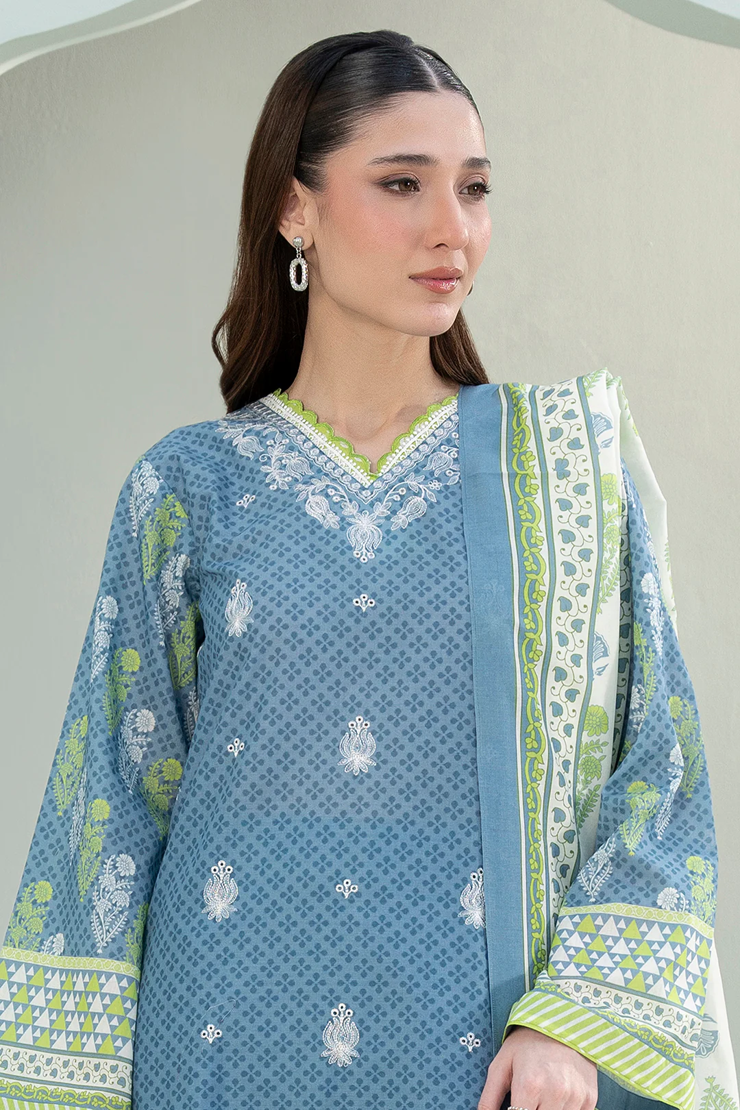 Embroidered Lawn Shirt Shalwar Dupatta