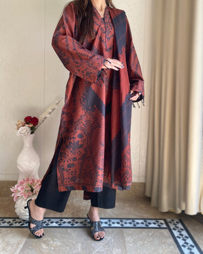 Caramel Dusk | 3-Piece Stitched Printed kaftan