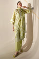 Sahar-Elegant Olive Green 3 Piece Embroidered Suit