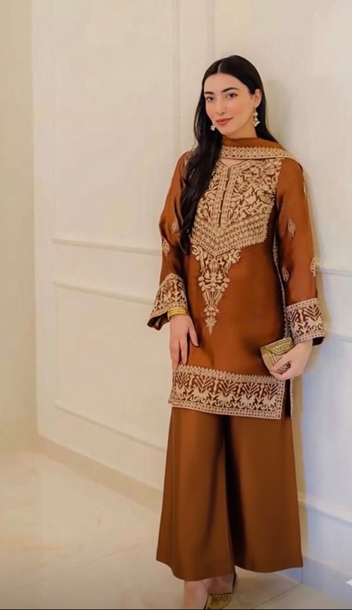 Caramel Dusk 3 Piece Embroidered Suit