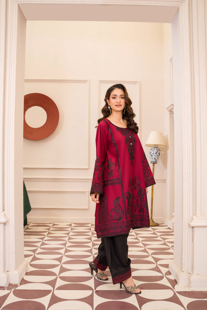 Majestic Magenta | 2-Piece Stitched Embroidered Suit