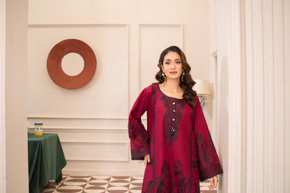 Majestic Magenta | 2-Piece Stitched Embroidered Suit