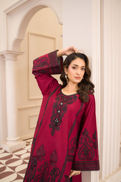 Majestic Magenta | 2-Piece Stitched Embroidered Suit