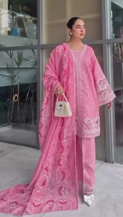 Pastel Lilac 3 Piece Embroidered Suit