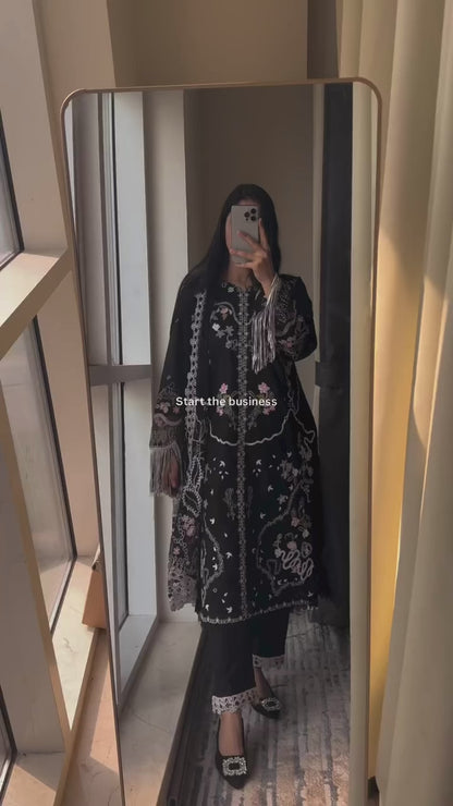 3 pec Embroidered stitched winter dress