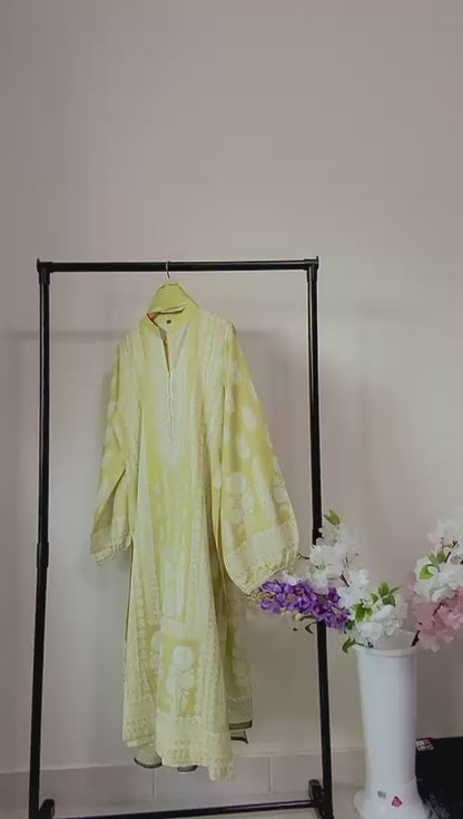 Sahar-Elegant Olive Green 3 Piece Embroidered Suit